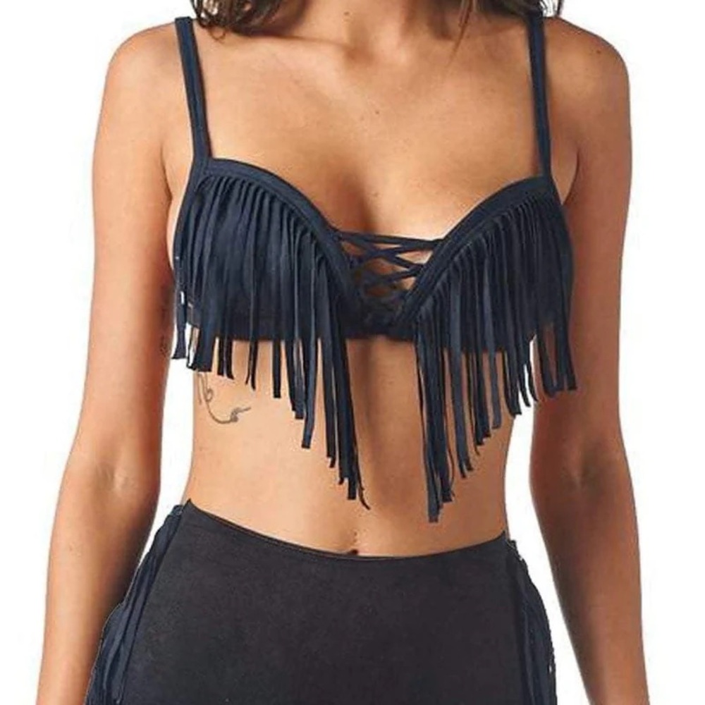 Montce Black Fringe Bikini Set